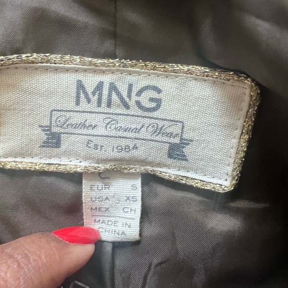 MANGO LEATHER BROWN Suede BLACK Colorblock WOMEN'S JACKET Zip up Bomber SIZE XS - Picture 2 of 15